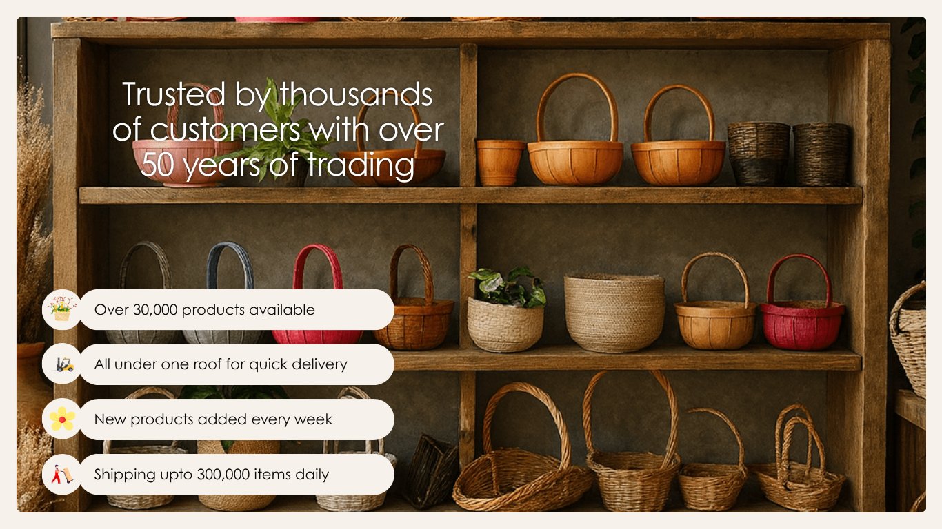 Trusted by thousands of customers with over 50 years of trading. Over 30,000 products available. All under one roof for quick delivery. New products added every week. Shipping up to 300,000 items daily.